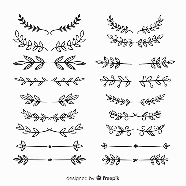 Collection De Diviseur D'ornement Dessiné à La Main