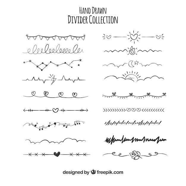 Collection de diviseurs dessinés à la main