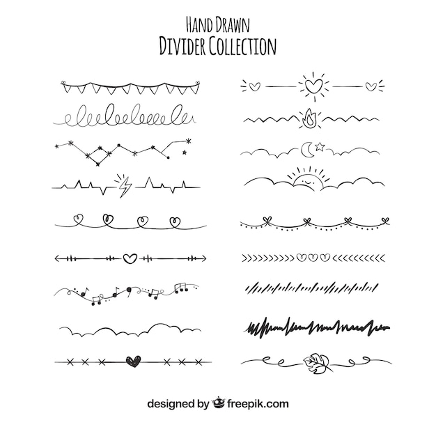 Vecteur collection de diviseurs dessinés à la main