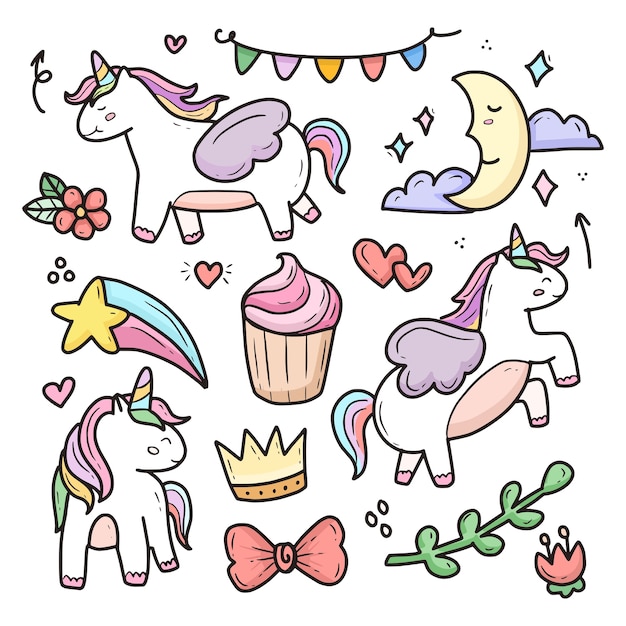 Collection De Doodle Dessin Licorne