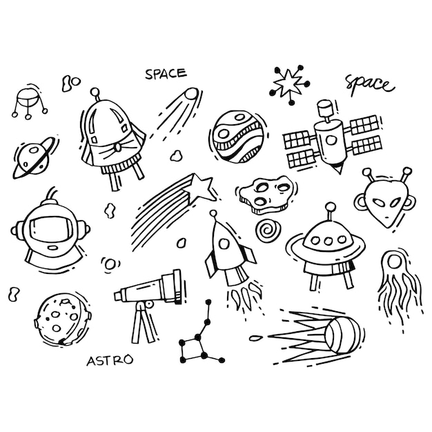 Collection de doodles de l'espace