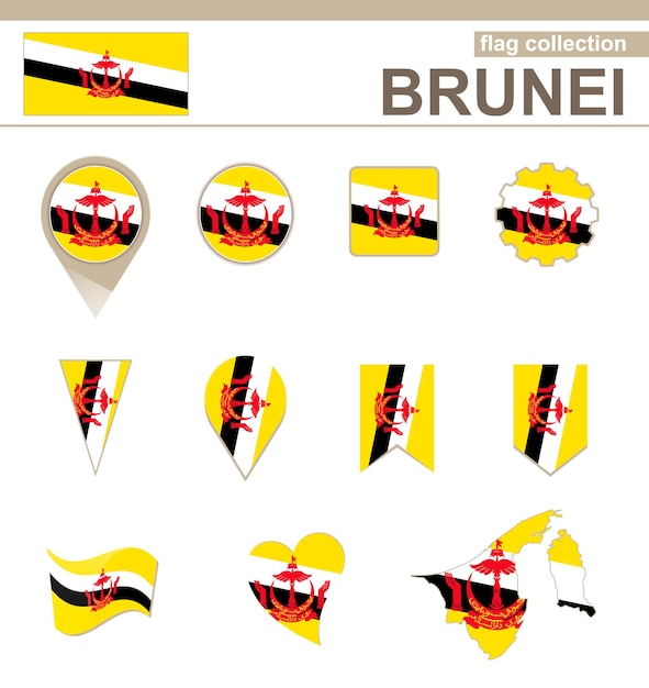 Collection Drapeau Brunei, 12 Versions