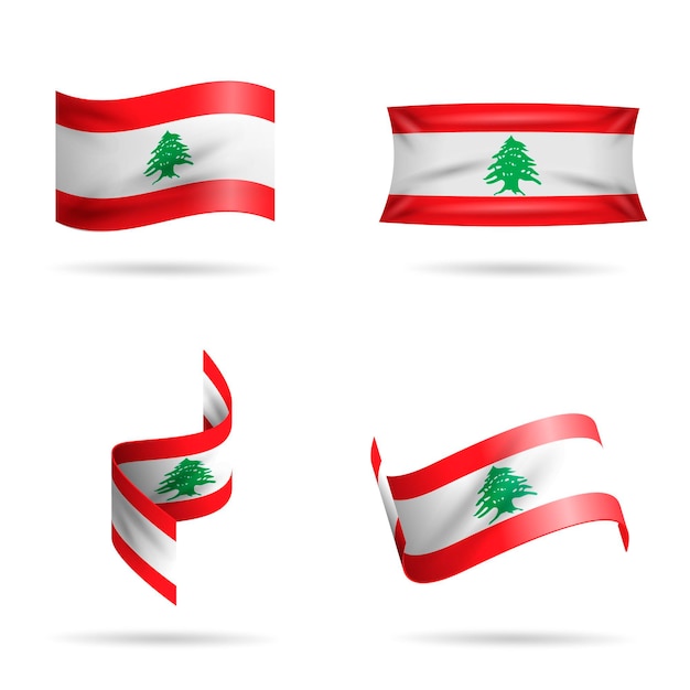 Collection De Drapeau Libanais Réaliste