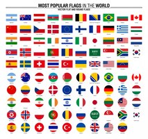 Vecteur collection de drapeaux, drapeaux du monde les plus populaires