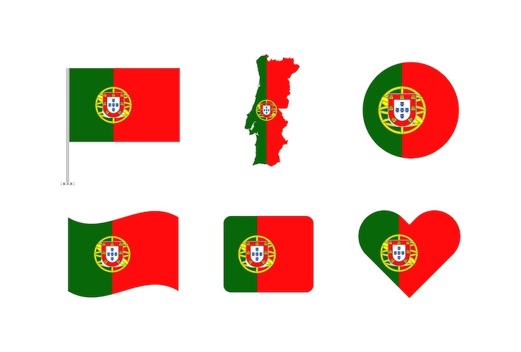 Vecteur collection de drapeaux du portugal