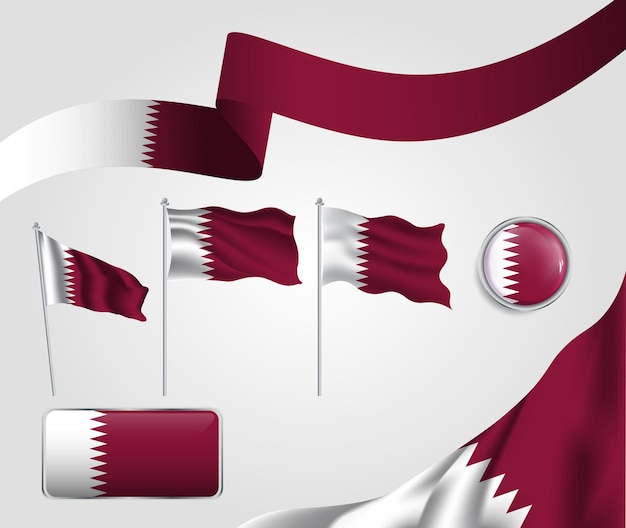 Vecteur collection de drapeaux du qatar