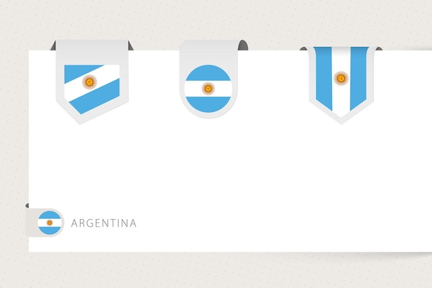 Collection De Drapeaux D'étiquettes De L'argentine De Forme Différente Modèle De Drapeau De Ruban De L'argentine