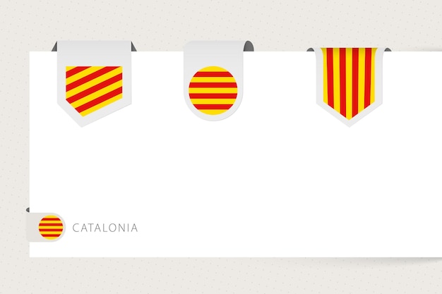 Collection de drapeaux d'étiquettes de Catalogne de forme différente Modèle de drapeau de ruban de Catalogne