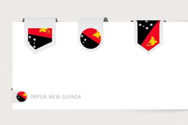 Collection De Drapeaux D'étiquettes De Papouasie-nouvelle-guinée De Forme Différente Modèle De Drapeau De Ruban De Papouasie-nouvelle-guinée