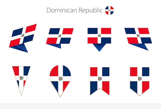 Collection De Drapeaux Nationaux De La République Dominicaine Huit Versions De Drapeaux Vectoriels De La République Dominicaine