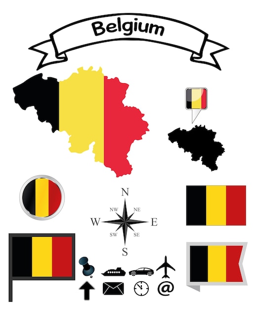 Vecteur collection drapeaux officiels set belgique