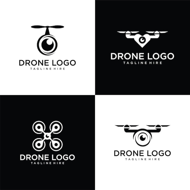 Collection Drone Avec Ensemble De Logo De Caméra