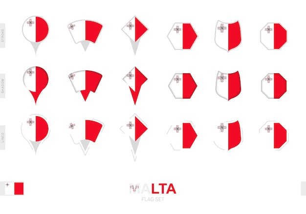 Collection Du Drapeau De Malte En Différentes Formes Et Avec Trois Effets Différents