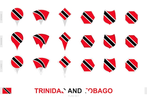 Collection Du Drapeau De Trinité-et-tobago Dans Différentes Formes Et Avec Trois Effets Différents