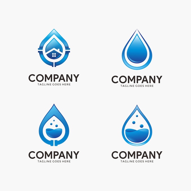 Vecteur collection de l'eau et le modèle de conception de logo de plomberie