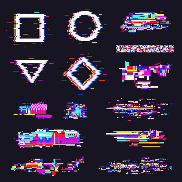 Collection d'effets de glitch dans un style réaliste