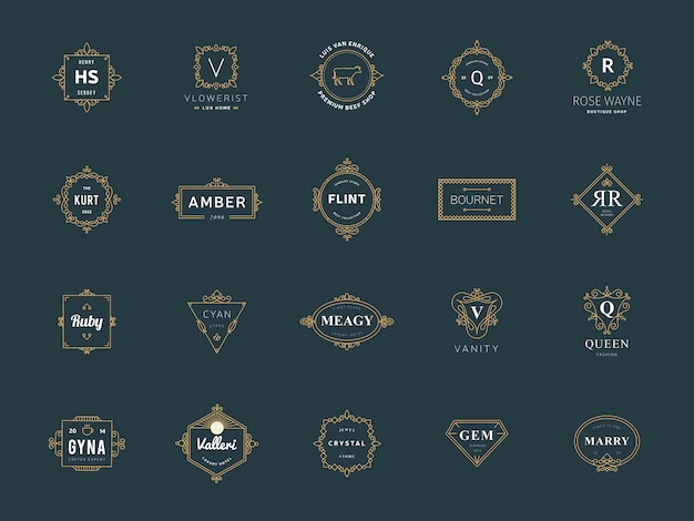 Une collection d'élégants logos et insignes vintage
