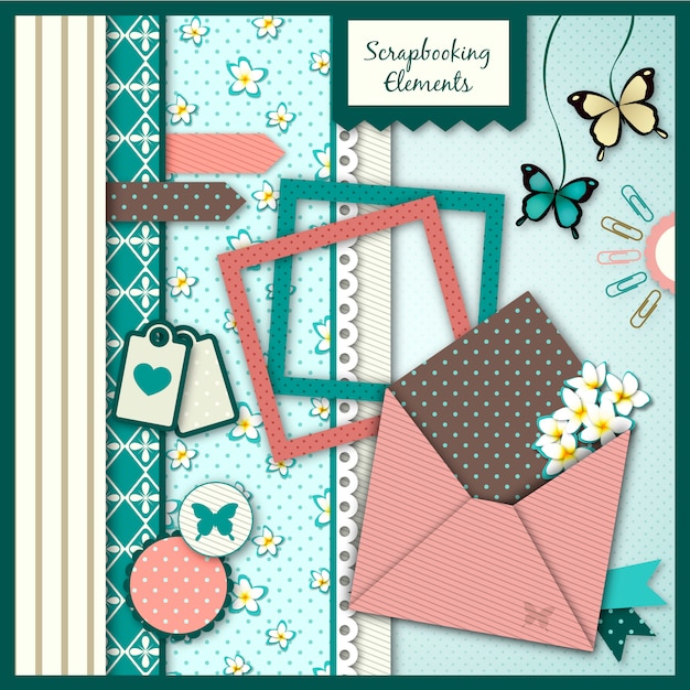 Vecteur collection de l'élément de scrapbooking