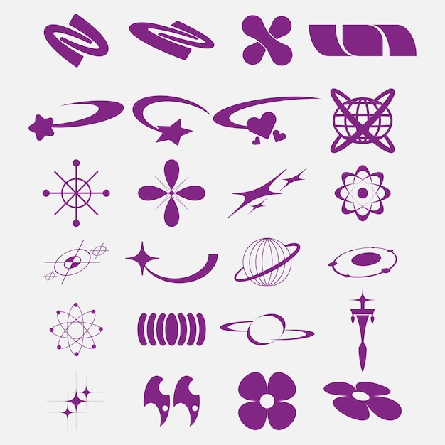 Collection d'éléments abstraits sur le thème de l'espace violet