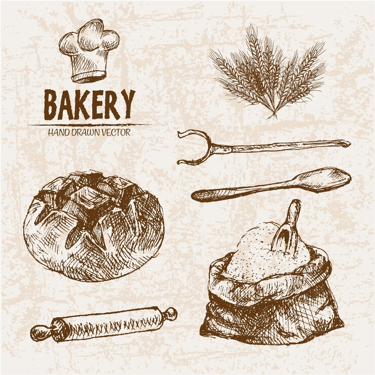 Vecteur collection d&#39;éléments de boulangerie