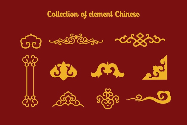 Vecteur collection d'éléments chinois