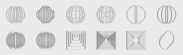 Collection d'éléments de conception de géométrie rétrofuturiste y2k Collection de symboles géométriques graphiques abstraits Style cosmique bauhaus et boho abstrait