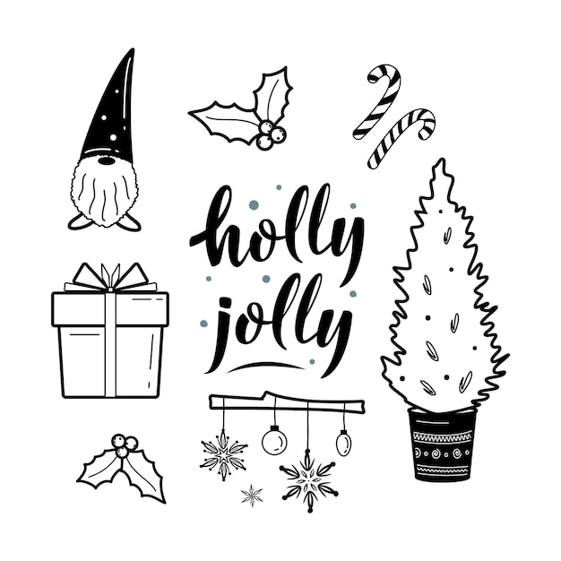 Collection D'éléments Cosy Clipart Noël Et Hygge Festif