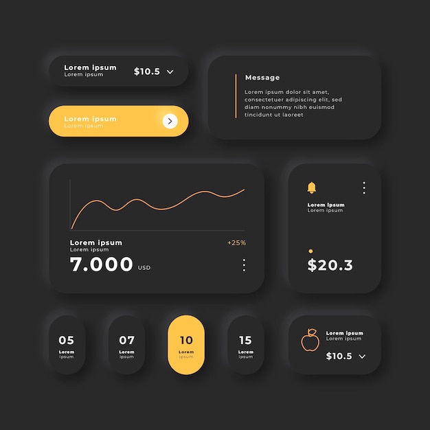 Collection d'éléments dégradés ui/ux