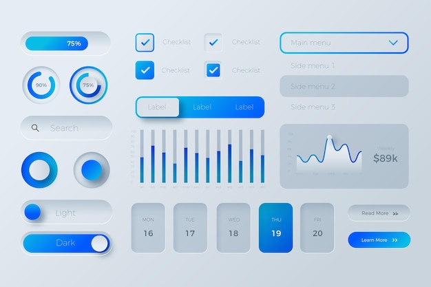 Vecteur collection d'éléments dégradés ui/ux