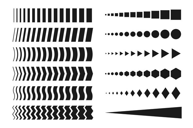 Collection d'éléments de demi-teintes créatifs flèches points