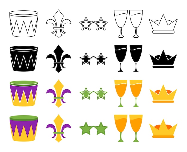 Collection d'éléments de design pour Mardi gras