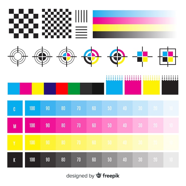 Vecteur collection d'éléments d'étalonnage cmyk