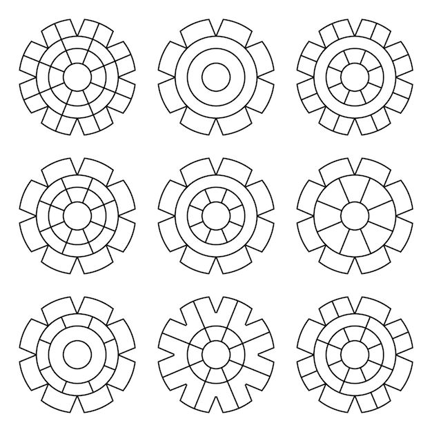 Collection D'éléments Géométriques Abstraits Forme De Mandala Simple Pour Colorier Mandala Vectoriel