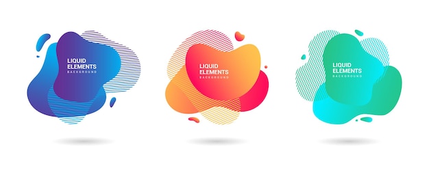 Collection d'éléments graphiques dégradés dynamiques dans un style moderne avec une forme liquide fluide