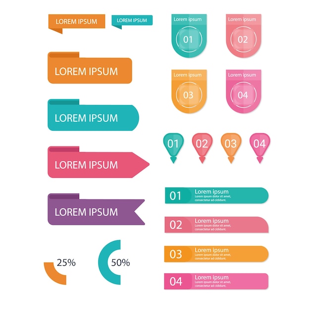 Collection d'éléments d'infographie en gradient