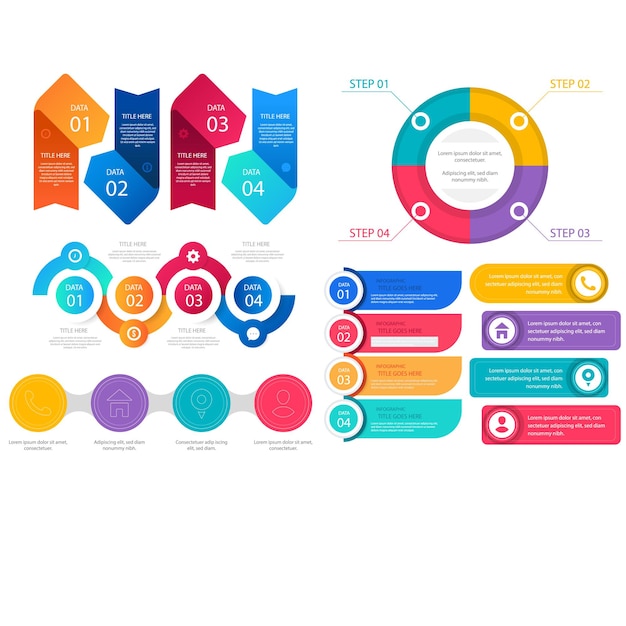 Collection d'éléments d'infographie en gradient
