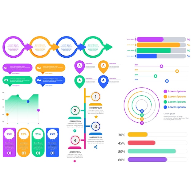 Collection d'éléments d'infographie en gradient