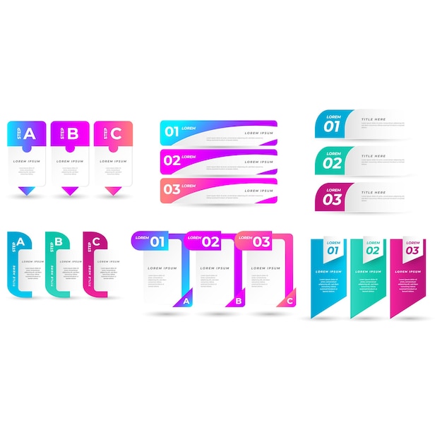 Collection d'éléments d'infographie en gradient