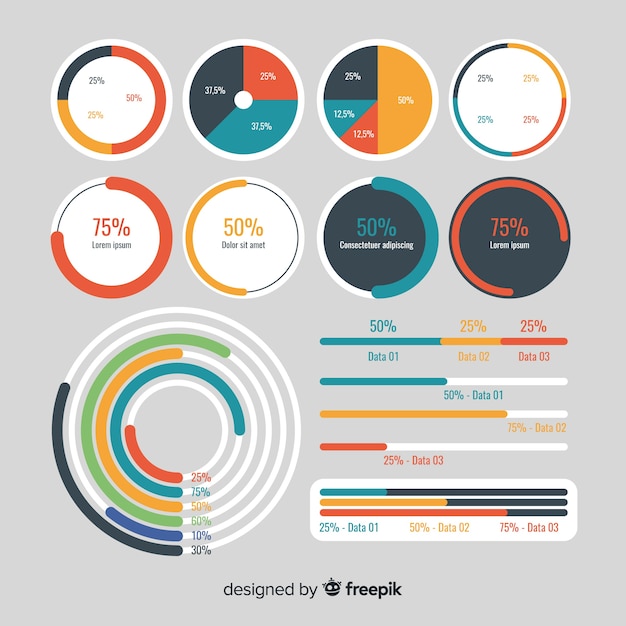 Collection d'éléments d'infographie plate