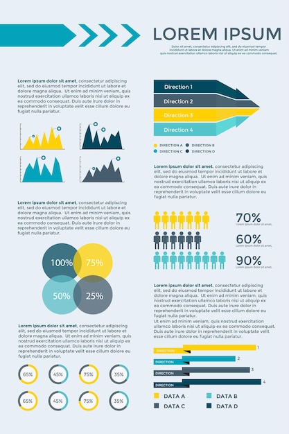 Collection d'éléments d'infographie pour la présentation de la brochure, la brochure, le site Web, le diagramme, la bannière, les options de nombre, la mise en page du flux de travail ou la conception de sites Web, etc. Grand ensemble d'infographies. Vecteur de chronologie.