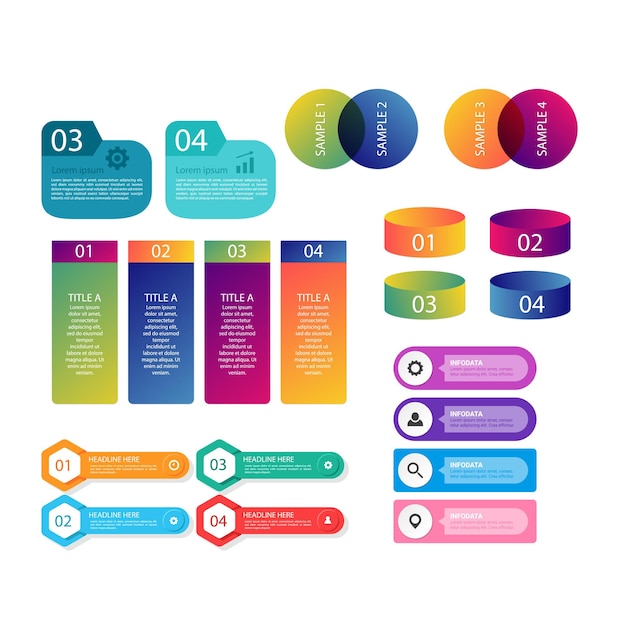 Collection d'éléments infographiques dégradé