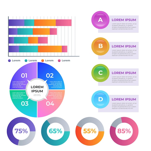 Collection d'éléments infographiques dégradé