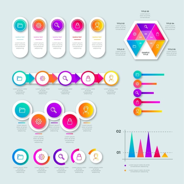 Collection d'éléments infographiques dégradés