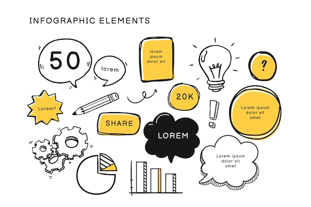 Collection D'éléments Infographiques Dessinés à La Main