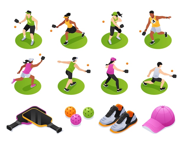 Collection d'éléments isométriques de pickleball