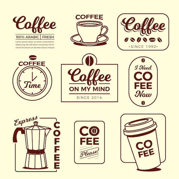 Collection D'éléments De Logo Minimal De Café