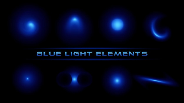 Collection d'éléments de lumière bleue