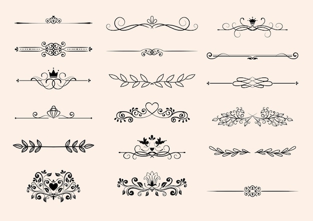 Collection d'éléments ornementaux dessinés victor design