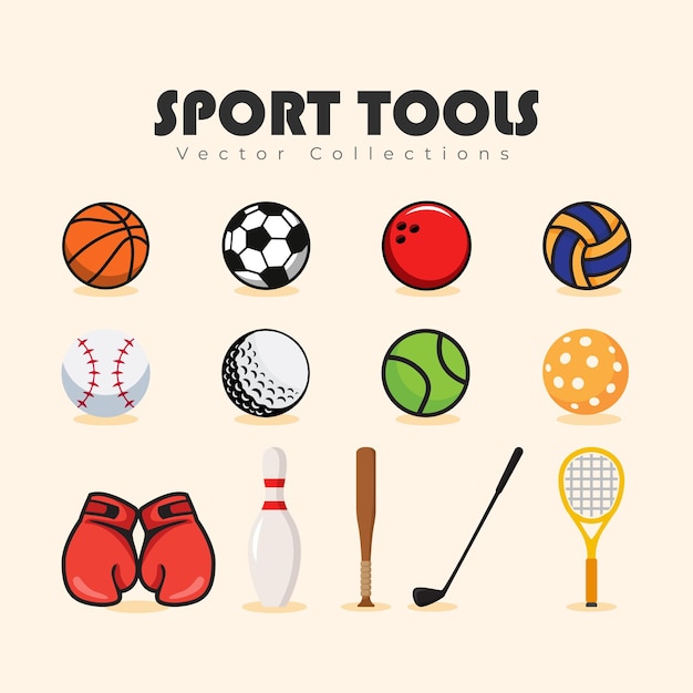 Collection d'éléments d'outils de sport