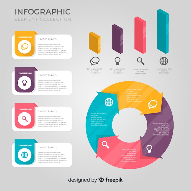 Collection D'éléments Plats Infographiques